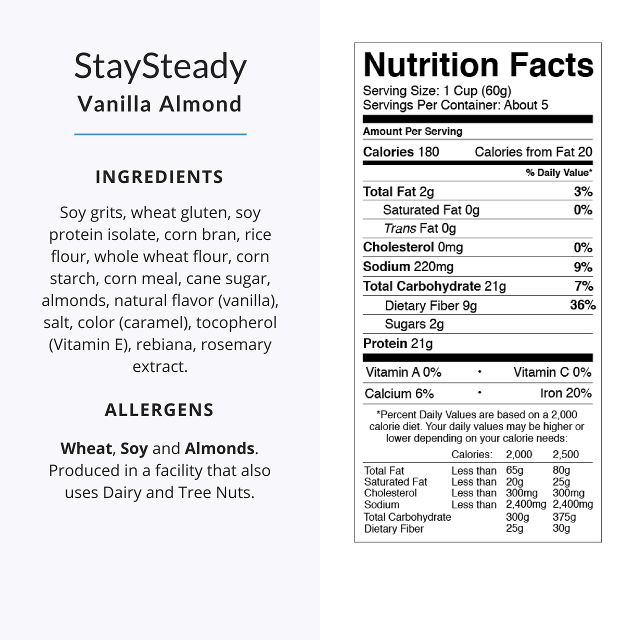 StaySteady Cereal | Vanilla Almond | High Protein | Low Sugar | Fiber-Rich | "Best by June 27, 2021"